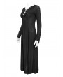 Devil Fashion Black Vintage Gothic Sexy Lace Appliqued Long Sleeve Dress