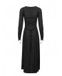 Devil Fashion Black Vintage Gothic Sexy Lace Appliqued Long Sleeve Dress