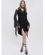 Devil Fashion Black Gothic Cross Pattern Off-the-Shoulder Short Irregular Dress