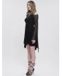 Devil Fashion Black Gothic Cross Pattern Off-the-Shoulder Short Irregular Dress