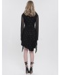 Devil Fashion Black Gothic Cross Pattern Off-the-Shoulder Short Irregular Dress