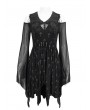 Devil Fashion Black Gothic Cross Pattern Off-the-Shoulder Short Irregular Dress
