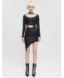 Devil Fashion Black Sexy Gothic Punk Cutout Long Sleeve Irregular Short Slim Dress