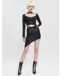 Devil Fashion Black Sexy Gothic Punk Cutout Long Sleeve Irregular Short Slim Dress