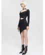 Devil Fashion Black Sexy Gothic Punk Cutout Long Sleeve Irregular Short Slim Dress