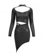 Devil Fashion Black Sexy Gothic Punk Cutout Long Sleeve Irregular Short Slim Dress