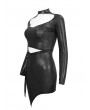 Devil Fashion Black Sexy Gothic Punk Cutout Long Sleeve Irregular Short Slim Dress