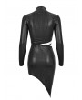 Devil Fashion Black Sexy Gothic Punk Cutout Long Sleeve Irregular Short Slim Dress