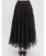 Devil Fashion Wine Red Vintage Gothic Elegant Lace Long Skirt