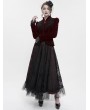 Devil Fashion Wine Red Vintage Gothic Elegant Lace Long Skirt