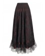 Devil Fashion Wine Red Vintage Gothic Elegant Lace Long Skirt