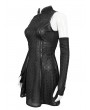 Devil Fashion Black Sexy Gothic Chinese Cheongsam Style Short Dress with Detachable Long Gloves