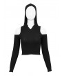Devil Fashion Black Gothic Cutout Daily Wear Long Sleeve Hooded Top for Women