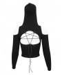 Devil Fashion Black Gothic Cutout Daily Wear Long Sleeve Hooded Top for Women