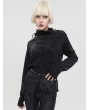 Devil Fashion Black Gothic Ripped Long Sleeve Irregular T-Shirt for Women