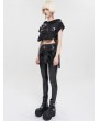 Devil Fashion Black Gothic Punk Pentagram Hooded Short Top for Women