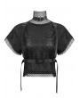 Devil Fashion Black Gothic Grunge Punk Strap Batwing Sleeve Loose T-Shirt for Women