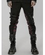 Punk Rave Black and Red Handsome Gothic Punk Plaid Spliced Long Pants for Men