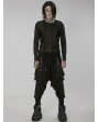 Punk Rave Black Dark Gothic Punk Knitted Holes Loose Crotch Pants for Men