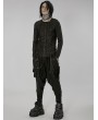 Punk Rave Black Dark Gothic Punk Knitted Holes Loose Crotch Pants for Men