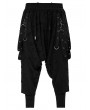 Punk Rave Black Dark Gothic Punk Knitted Holes Loose Crotch Pants for Men