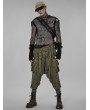 Punk Rave Green Dark Gothic Punk Knitted Holes Loose Crotch Pants for Men