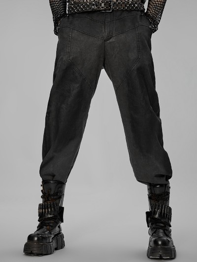 Punk Rave Gray Gothic Post Apocalyptic Style Daily Wear Long Straight Pants for Men