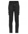 Punk Rave Black Gothic Punk Post Apocalyptic Slim Fit Denim Pants for Men