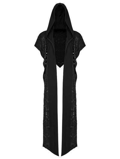 Punk Rave Black Gothic Post Doomsday Hooded Scarf for Men