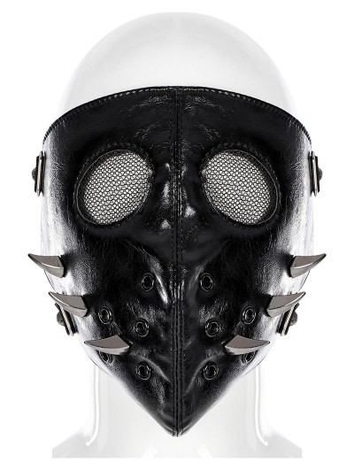Punk Rave Black Gothic Punk Personalized PU Leather Facial Mask for Men