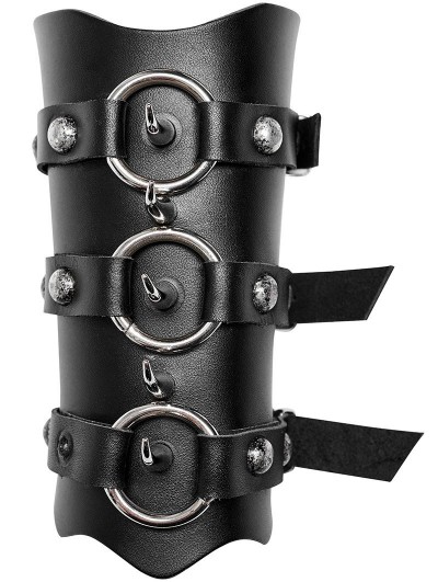 Punk Rave Black Gothic Punk Rivet Loop Belt PU Leather Wrister for Men