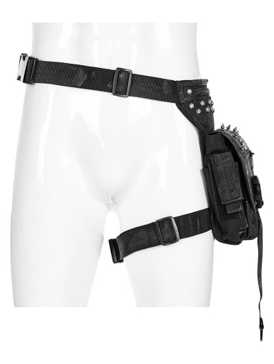 Punk Rave Black Gothic Decadent Post Doomsday Waist Bag with Thigh Belt