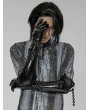 Punk Rave Men's Black Gothic Punk Patent Leather Gloves with Detachable Chain