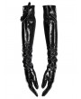 Punk Rave Men's Black Gothic Punk Patent Leather Gloves with Detachable Chain