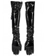 Punk Rave Men's Black Gothic Punk Patent Leather Gloves with Detachable Chain