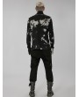 Punk Rave Black and White Gothic Punk Tie-Dyed Long Sleeve Pullover T-Shirt for Men