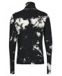 Punk Rave Black and White Gothic Punk Tie-Dyed Long Sleeve Pullover T-Shirt for Men