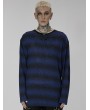 Punk Rave Black and Blue Gothic Punk Daily Wear Loose Stripe Sweater for Men