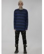 Punk Rave Black and Blue Gothic Punk Daily Wear Loose Stripe Sweater for Men