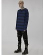 Punk Rave Black and Blue Gothic Punk Daily Wear Loose Stripe Sweater for Men