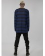 Punk Rave Black and Blue Gothic Punk Daily Wear Loose Stripe Sweater for Men