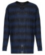 Punk Rave Black and Blue Gothic Punk Daily Wear Loose Stripe Sweater for Men