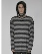 Punk Rave Black and Gray Gothic Punk Daily Wear Loose Stripe Sweater for Men