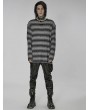 Punk Rave Black and Gray Gothic Punk Daily Wear Loose Stripe Sweater for Men