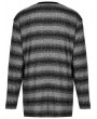 Punk Rave Black and Gray Gothic Punk Daily Wear Loose Stripe Sweater for Men