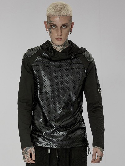 Punk Rave Dark Gothic Punk Daily Wear Long Sleeve Hooded T-Shirt for Men