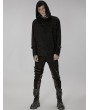 Punk Rave Black Gothic Daily Punk Long Sleeve Hooded T-Shirt for Men