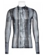 Punk Rave Black and Gray Gothic Post Apocalyptic Tight Gauze T-Shirt for Men
