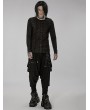 Punk Rave Black Gothic Knitted Printed Slim Fit Long Sleeve T-Shirt for Men