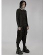 Punk Rave Black Gothic Knitted Printed Slim Fit Long Sleeve T-Shirt for Men